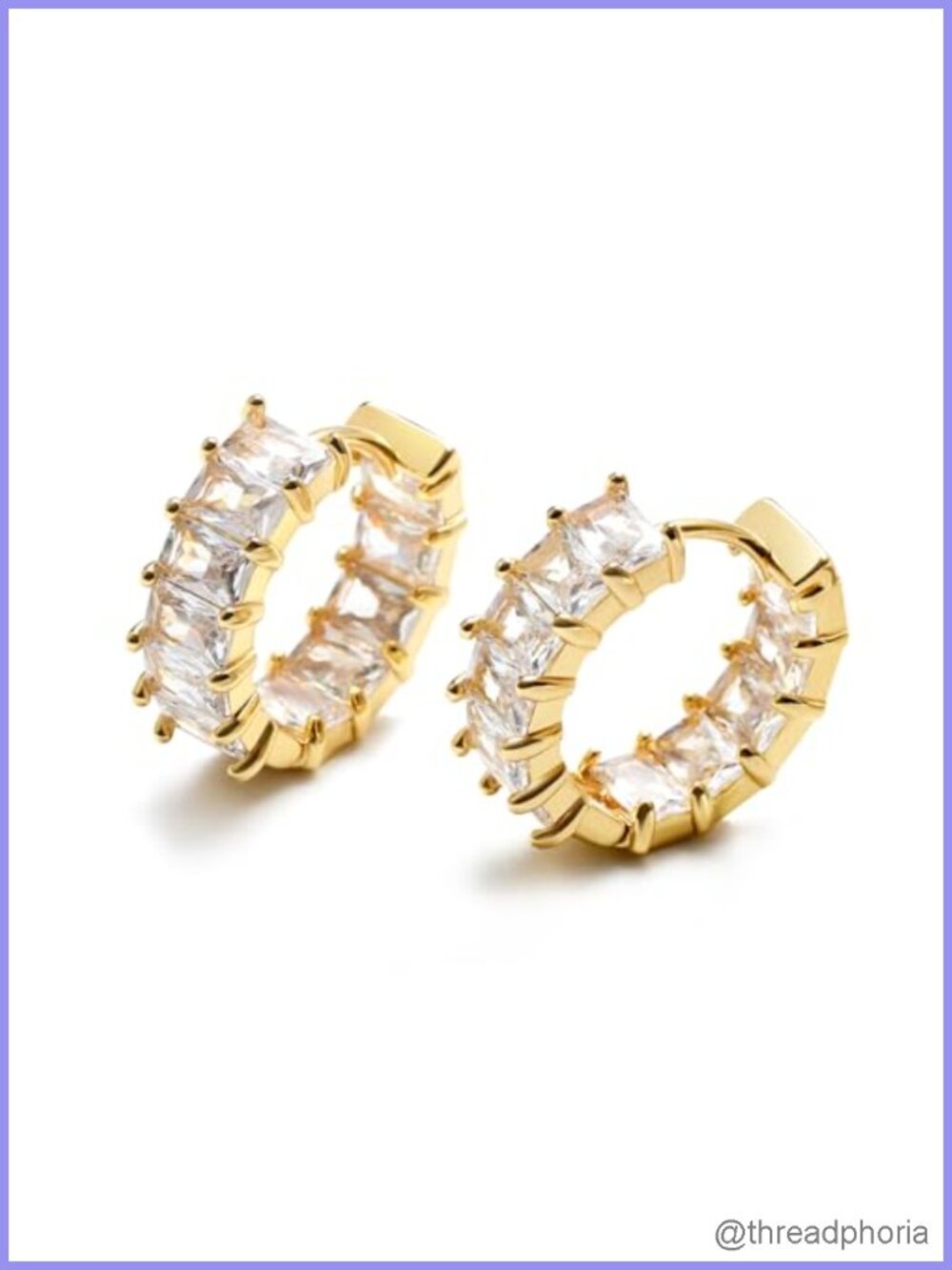 18K Gold Plated Cubic Zirconia Hoop Earrings for Women Lightweight